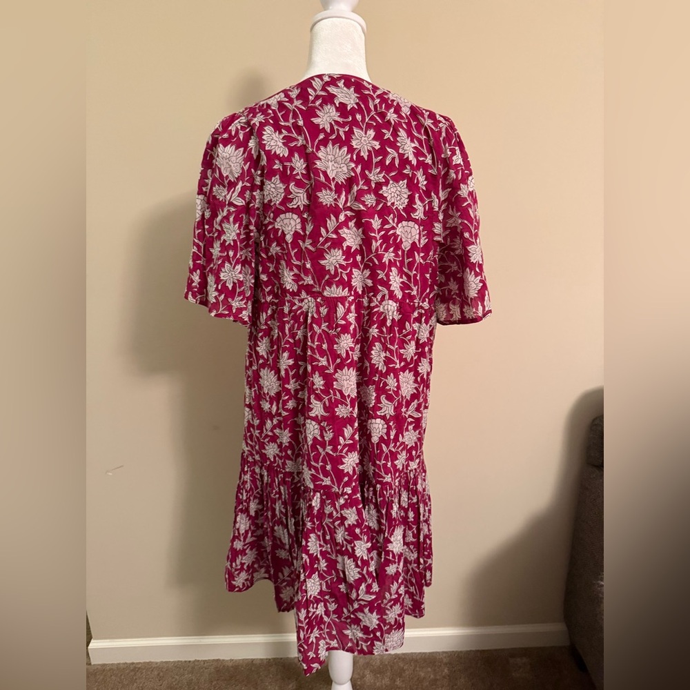 Emerson Fry Red/white Floral Isla Evereve tiered Mini Dress sz M/L - Picture 5 of 8